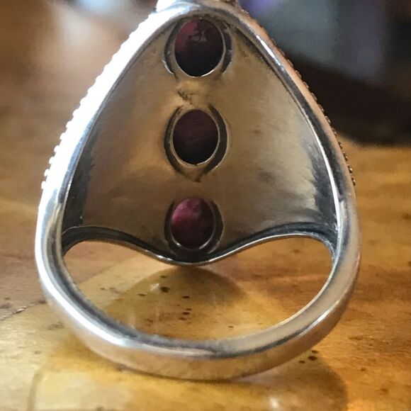 Norwegian Thulite Sterling Silver Ring Size 8 - Picture 3 of 8